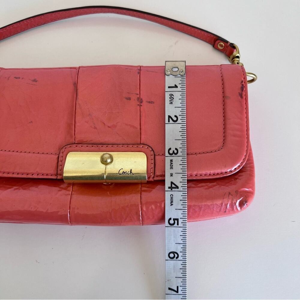Coach Kristen Coral Patent Leather‎ Wristlet Clutch - Picture 11 of 14